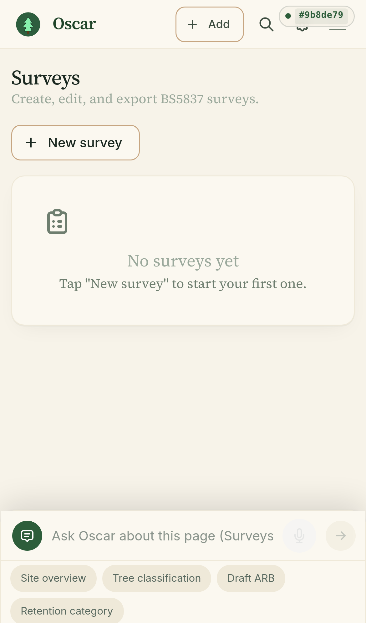 Surveys page